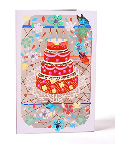 ANEWISH Évider Carte d'anniversaire Gâteau d'anniversaire Cartes Pliées avec Enveloppe