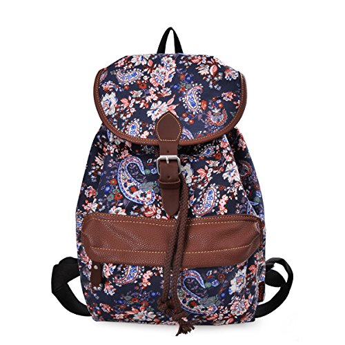 Preisvergleich Produktbild Douguyan Mode Retro Tasche Freizeitrucksack Reiserucksack Schulrucksack Daypack girls Backpack fashion Rucksack damen E00164 Blau Teerose Muster