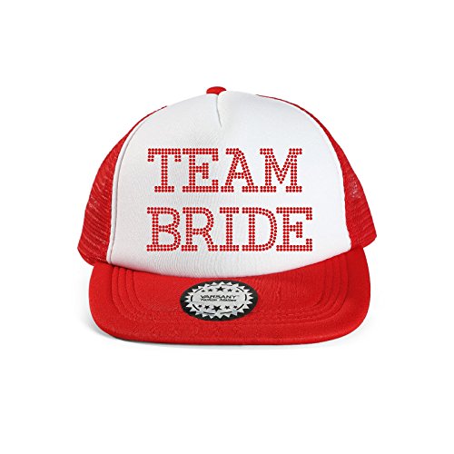 Preisvergleich Produktbild Baseballkappe mit Schriftzug "Team Bride", Strass, für Brautparty / Hochzeit rot