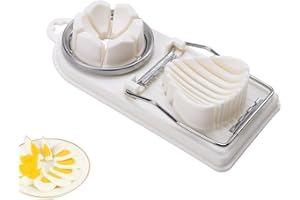 jiuzcare Cortadora de Huevos Multifuncional Con Rapidez 2 En 1 Rebanadoras Huevos Rebanador Huevo Cocido Corta Los En Delgadas Cortador de Acero Inoxidable para Huevos Duros, Fresas, Ensaladas, Blanco