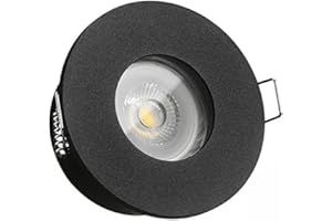 LEDANDO IP65 LED Einbaustrahler Set Schwarz mit LED GU10 Markenstrahler 7W - warmweiss - 30° Abstrahlwinkel - Feuchtraum/Bad - 50W Ersatz - A+ - LED Spot 7 Watt - Einbauleuchte rund
