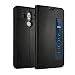Produktbild Huawei Mate 10 Pro Fall, Rindleder [Echtleder] clamshell klappständer Fall + Smart Window View + lntelligent Schlaf / weckfunktion geeignet für Huawei Mate 10 Pro (6.0-Zoll Schwarz)