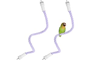 M METERXITY 2-Pack Rope Perches for Bird Cages, 23.6 in Length Comfort Grip Flexible Rope Perch Beak & Paw Grinding for Parrots/Cockatiels/Parakeets, Bird Platform Sand [Purple]