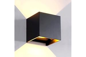M Ledme - Aplique de pared Negro exterior/interior LED 12W, CCT Regulable de Luz Fría a Luz Cálida, Regulable 2700K-6500K, IP54 Impermeable, ideal iluminación para Exterior. LM6184