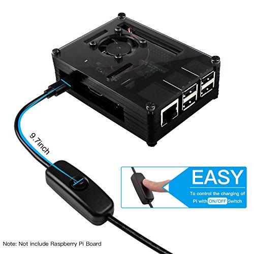 Para Raspberry Pi 3 b  Caja   Cargador con Conector ON   OFF   3 x Disipador   Ventilador Compatible con Carcasa Raspberry Pi 3 2 model b 