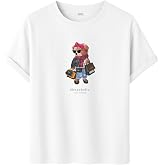 DK DAKSEL Shopaholic Teddy Bear Grafik Baskılı Tiş&ouml;rt,%100 Pamuk, Kısa Kollu, Oversize Rahat Kesim, Yuvarlak Yaka,