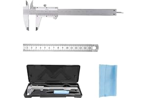 HIQE-FL 150 mm Professionnel Pied à Coulisse Acier Inoxydable Caliper,Outil Micromètre Vernier,Pied à Coulisse Numérique avec échelle en acier 15 cm avec chiffon de nettoyage