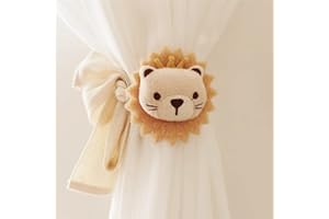 Herfair 2 Stück Gardinenclips Raffhalter Seil, Cartoon Bär Vorhanghalter, Bär Vorhang Raffhalter, Gardinen Haken Ringe Bär für Kinderzimmer Dekoration (Löwe)