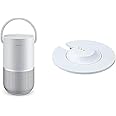 Bose Portable Smart Speaker, Luxe Silver With Bose Portable Home Speaker Charging Cradle, Silver, Bluetooth, Wi-Fi