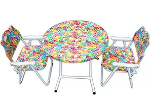 Amaze Folding Baby Kids Children Printed Portable Outdoor Study Dining Furniture Play Group Table-2 Chair Set