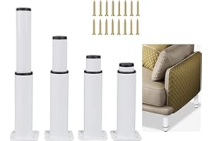 Kamanan Zestaw 4 nóżki regulowana wysokość 4 szt. Duża regulacja nogi meblowe Nadaje się do łóżka szafa TV Sofa meble przestrzeń otwór 2.8cm (białej 25-43 cm)