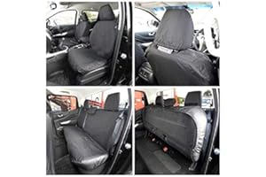 UK Custom Covers SC242B-SC243B Tailored Heavy Duty Waterproof Front & Rear Seat Covers Black - To Fit Nissan Navara NP300 Double Cab 2016 Onwards
