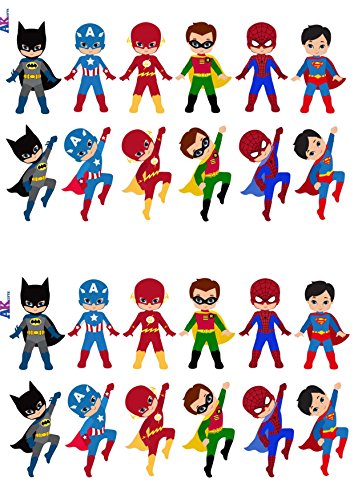 PaRTY Lot de 36 X Super Hero Squad comestibles en gaufrette Super-héros pour gâteaux et cupcakes - 2