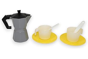 KORAT Set Caffettiera Giocattolo Moka Giocattolo Caffè con Tazzine Piattini Cucchiaini Cucina Moka Gioco Moka Giocattolo per Bambini Colori Assortiti