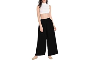 Prime fashions - Women Plain Flared Palazzo – Trousers - Wide Leg Flared Pants – Elasticated Waist – Casual Wear