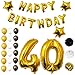 Produktbild BELLE VOUS Geburtstag Happy Birthday Party Luftballons u. Dekoration 26-TLG. Set - Folienballons zum 40. Geburtstag - 30,5cm Gold, Weiß u. Schwarze Dekorative Latexballons - Für Erwachsene (Age 40)