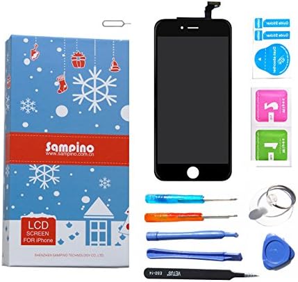 Sampino for iPhone 6 LCD Screen Replacement for iPhone 6 Black LCD Screen Repair Replacement for iPhone 6 Screen Repair for iPhone 6 4.7 inch Black + Replacement for iPhone 6 Screen Assembly Tools kit ( iPhone 6 4.7 Black)
