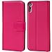 Produktbild Conie Schutzhülle kompatibel mit Sony Xperia XZ, Pinke PU Lederhülle Klapphülle Etui Tasche mit Kartenfächer
