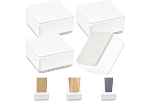 BUZIFU 4 PCS Elevadores de Muebles Cuadrados Elevador de Cama Blanco Adhesivo Pata para Elevar Muebles 3cm de Altura Alza de Muebles de Acero al Carbono y Fieltro para Elevar Mesa Sofá Sillón Armario