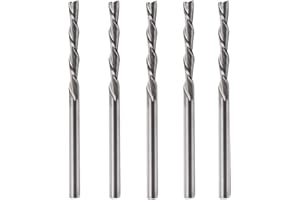 CBRIGHT 2 Flutes CNC Router Bits End Mill 5 pcs 1/8" (3.175 mm) Shank Milling Cutter Tungsten Steel Left Hand 22mm Cutting Edge Tungsten Carbide for Wood MDF Engraving