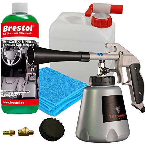 Preisvergleich Produktbild Brestol Tornador Black Z-020S Kunststoffreinigungsset - Glattleder Lederreiniger Kunstlederreiniger Kunststoffreiniger Plastikreiniger - inkl. Deckel, Luftschlauchanschluss & Druckluftregelventil