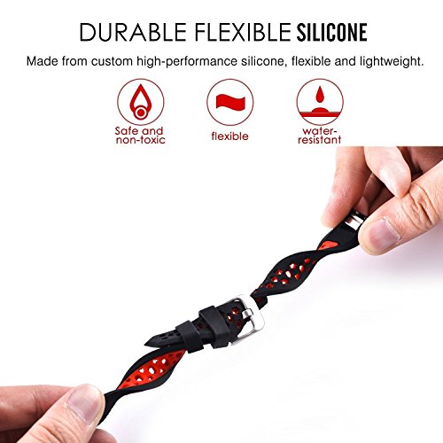 Greatfine Armband für Fitbit Alta Hr & Alta Classic Herzfrequenz Smart Watch Fitness Tracker Zubehör / Sport Fitness Ersatzschweißband Ersatzarmband (BlackRed) - 5