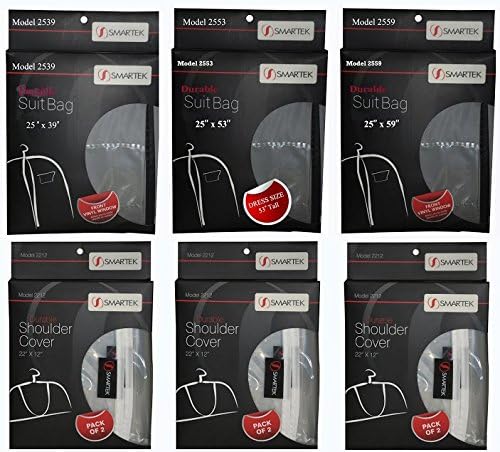 Smartek Garment Bags Zippered And Durable 3 Pack Assorted Sizes And Shoulder Covers 3 Pack