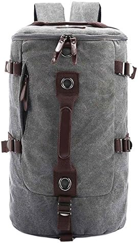Ushang Vintage Canvas Barrel Backpack Travel Duffel Bag Rucksack Camping Bag, Grey