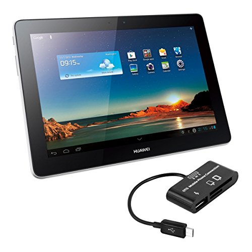 kwmobile 3in1 Micro USB OTG Kabel Adapter für Huawei MediaPad 10 Link - Card Reader Tablet Kartenleser Anschluss für USB 2.0 / SD Karte / Micro SD Karte in Schwarz
