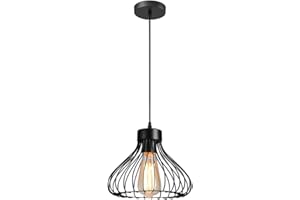 iDEGU - Lámpara de techo industrial para cocina, comedor, salón, dormitorio, bar, pasillo, restaurante, 23 cm, color negro (1 luz)