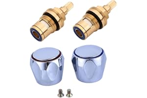 DOITOOL Kit Manopole Rubinetto in Ottone Spessore Aggiunto Maniglia E Valvole Per Rubinetti Caldo E Freddo Accessori Universali Per Cucina E Bagno Dimensioni 1.38 Pollici