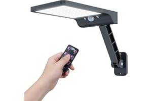 Lampy solarne do użytku na zewnątrz, COLBOR lampy solarne z czujnikiem ruchu z pilotem zdalnego sterowania, 3 tryby regulacji, IP65, wodoszczelne światło solarne na podwórko, garaż, białe, lampa solarna LED