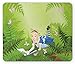 Produktbild Alice in Wonderland Mouse Pad, Alice Reading Book in Forest Butterfly Nature Magic Love Theme, Standard Size Rectangle Non-Slip Rubber Mousepad, Green Pink Blue