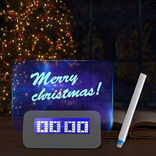 Novel LED Digital Alarm Clock with Fluorescent Memo Board / Highlighter / Calendar / Thermometer / Timer / 4 USB Hub for Children Toddlers Teens baby Christmas Birthday Gifts (Blue)