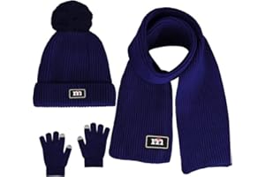 SWYGOO Kinder Bobbie Mütze Schal und Touchscreen-Handschuhe Set, Premium Core Spinngarn Strickwolle Winter Thermik Zubehör Set 3 in 1 für Jungen und Mädchen 2-7 Jahre