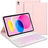 Fogy Ipad (A16) 10. Nesil 2022/2025 Uyumlu RGB Aydınlatmalı Işıklı Bluetooth T&uuml;rk&ccedil;e Q Klavyeli Kılıfı (Tablet Değildir) (Pemb