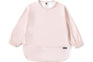 PewinGo Bavette de Sevrage Avec Manches Longues & BLW, Matière Douce et Agréable à la Peau, Imperméable, Facile à Nettoyer et Lavable en Machine, Pour Bébés