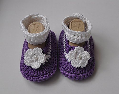 One of a Kind Infant Baby Girl Shoes Newborn Gift Purple and White Durable Cotton 3-9 Months