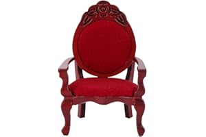 Zerodis 1:12 Dollhouse Miniature Furniture Vintage Wooden Carved Dining Chair Mini Doll House Decoration Accessories