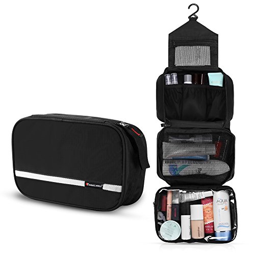 GHB Kulturtasche wasserdichter Kulturbeutel faltbare Kosmetiktasche zum Aufhängen für Herren und Damen Schwarz - 9