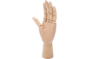 NIIYEN Artikulierte Finger Holzhand Handmodell Holzhand Holzhand Drehgelenk Professionelles Handmodell Verschiedene Formen Schaufensterpuppenhand aus Holz(Left Hand 24cm)