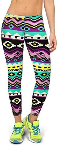 High Waist Fitness Sport Yoga Pants Colourful Printed Stretch Cropped Leggings Gym Clothes Tight Ladies (B, S)