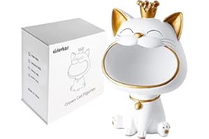 alslovkar Scatola portaoggetti per gatti con gatto che ride, grande statua, scrivania, piccoli oggetti, contenitore, organizer, scultura, scultura di gatto