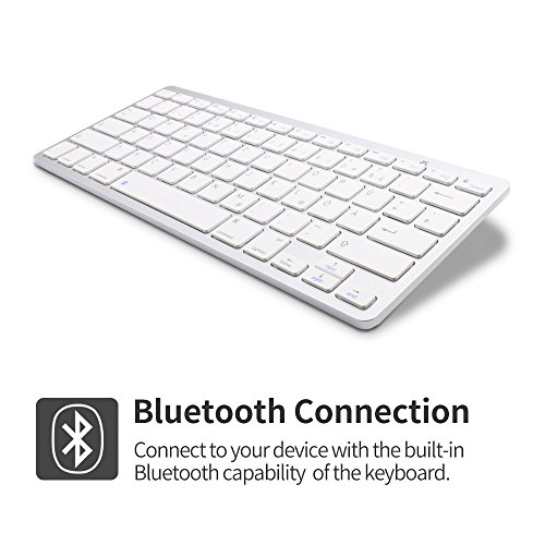 BORIYUAN Ultra dünn Bluetooth 3.0 Wireless Tastatur(Qwertz) Kabellose Deutsche Keyboard für IPad, iPhone, Samsung Galaxy Tab, Galaxy Note, Smartphones. Kompatibel mit allen iOS, Android, Mac, und Windows Geräten. Weiß - 6