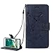Produktbild Hülle für iPhone 5 5S SE,iPhone 5S Lederhülle,PU Leder Tasche für iPhone 5,Leweiany Elegant Luxus Extra Dünn Tasche Dunkelblau Premium Schmetterling Blumen Muster Leder Brieftasche Flip Wallet Ständer Cover in Book Style Tasche Case Handyhülle Schutzhülle mit Kartenfach Aufstellfunktion Magnetverschluss für Apple iPhone SE/5/5S Schutzhülle Handytasche