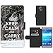 Produktbild PU Leder Wallet Case Folio Schutzhülle // Q01013267 keep calm and carry on 611 // Samsung Galaxy S5 S V SV i9600 (Not Fits S5 ACTIVE)