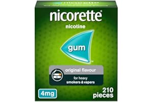 Nicorette 4mg Gum Original Flavour (210 Pieces), Discreet Stop Smoking and Stop Vaping Aid to Help you Quit For Good, Tackle Cravings and Withdrawal Symptoms, Nicotine Gum (Quit Smoking or Vaping)