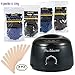 Body Bikini Haarentfernung Waxing Kit, 500ml Electric Wachswärmer (Schwarz) mit 4 verschiedenen Aromen Hartwachs Bohnen und 10 Holzspatel, 100g Ein Beutel Wachs Bohnen (Kamille, Lavendel, Natur für Männer, Schokolade)