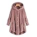 Produktbild Staresen Wintermantel Damen einreihig Mode Damen Knopf Mantel Flauschige Schwanz Tops Mit Kapuze Pullover Lose Pullover Einfarbiger Mantel für Damen wintermantel Damen extra warm