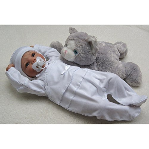 Taufkleidung 3-tlg. Set Baby Strampler Jäckchen Mütze Taufanzug Jungen Taufstrampler Mädchen - 8